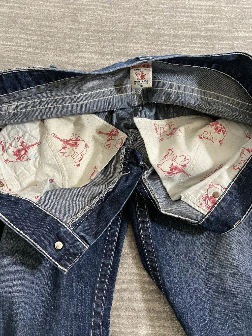 Vintage Y2K Mens True Religion Straight Jeans Blue Tag 38 Fit 40 x 33